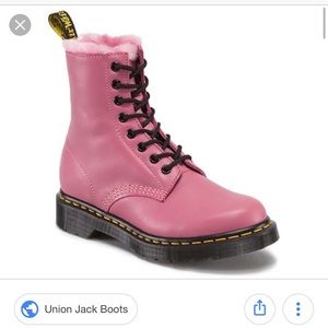 dr.martens Serena pink fur boots uk6 us8 eu39